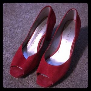 Red Suede Platform Heels - Holi-yay!